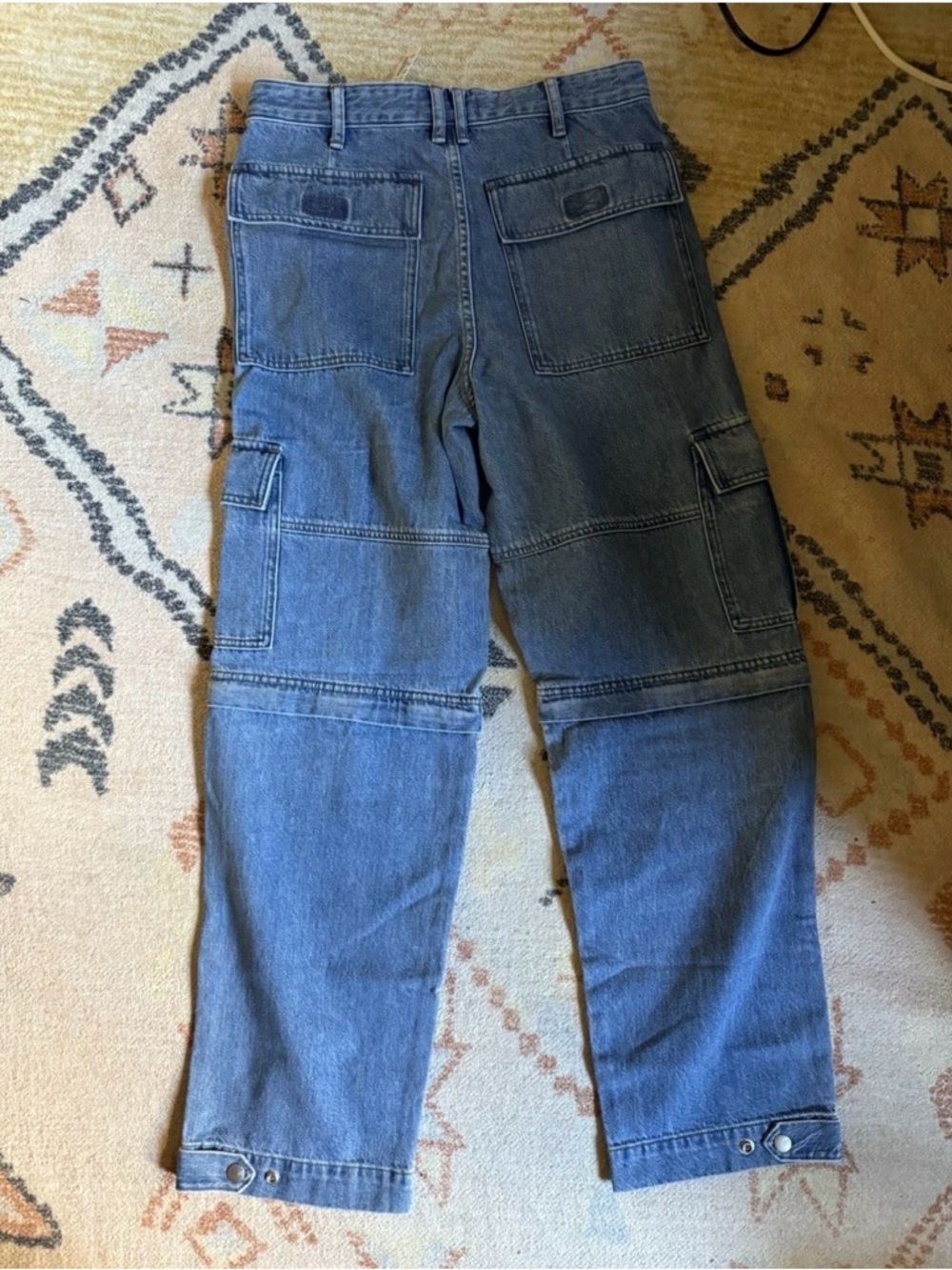 New Madewell Baggy Straight Cargo Jeans in Thetford Wash: Zip-Off Edition Sz 28 - Picture 5 of 5
